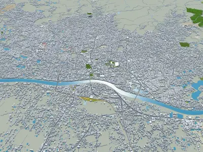 Sylhet Bangladesh 25km Low-poly 3D model