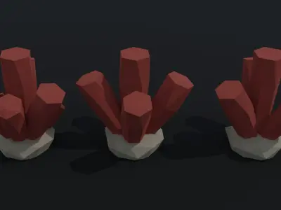 Cartoon fantasy crystals Polygonal Style Low-poly 3D model