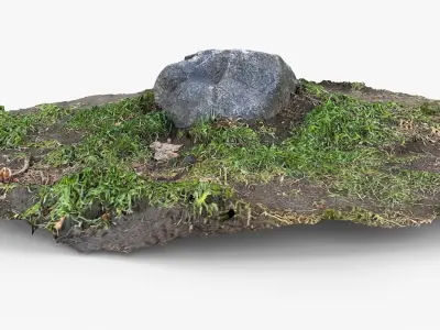 Photorealistic 3D scan of rock stone Low-poly 3D model