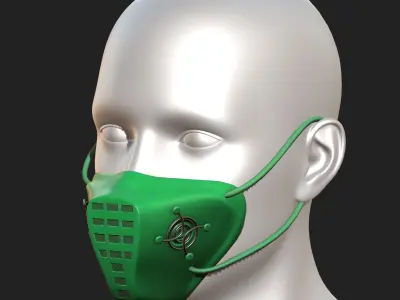 Gas mask respirator military combat Green plastic  Low-poly 3D model