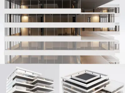 Office building Low-poly 3D model 9