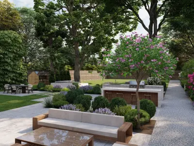 Garden Landscape 3D Model - SketchUp and Lumion Scene 3D model 3D model