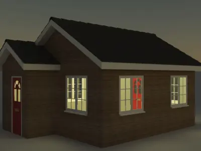 Bungalow house with door Free 3D model