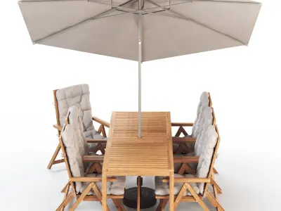 NAMMARO Table and 6 reclining chairs and umbrella IKEA 3D model