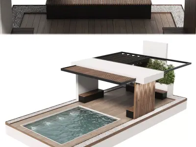 Landscape Furniture with pool and Roof garden 20 Low-poly 3D model