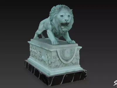 Lion Statue V16 Low-poly 3D model
