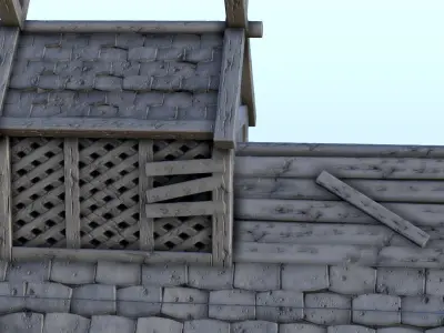 Large Viking building with floor and large door 3 3D print model