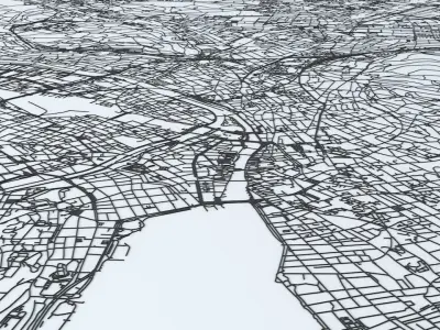 Zurich Road Network and Streets 3D model
