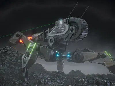 Sci-Fi Robot Turret Low-poly 3D model