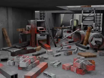 Abandoned Building Site - Environment 003 Low-poly 3D model