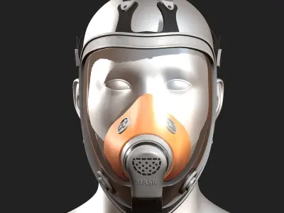 Gas mask helmet 3d model military combat fantasy  Low-poly 3D model 3