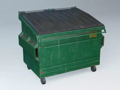 Dumpster garbage can on wheels Low-poly 3D model
