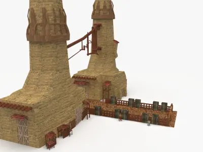 Medieval Windmill Environment Low-poly 3D model
