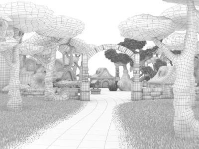 Cartoon Village 3D model