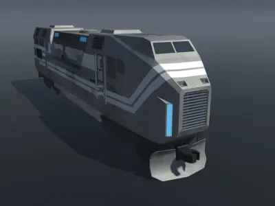 Sci-fi Train Set Low-poly 3D model