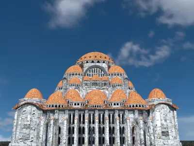 Byzantine Cathedral - Exterior and Interior 3D model