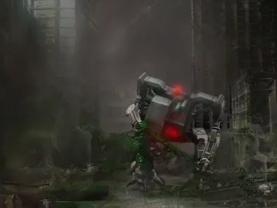 Cyberpunk mech Low-poly 3D model