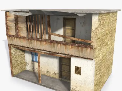 Slum b old rusty house Low-poly 3D model