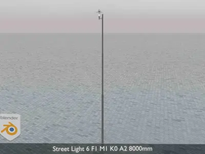 Street Light 6 F1 M1 K0 A2 8000mm Low-poly 3D model