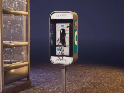 Stylized Pay Phone Low-poly 3D model