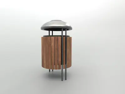 Modern Timber Street bin Vol 04 Game Ready PBR Low-poly 3Dmodel Low-poly 3D model