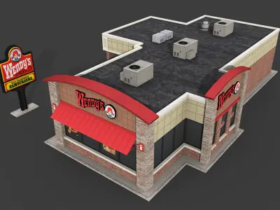 Wendys Restaurant Low-poly 3D model