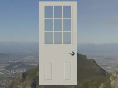 White Door with metallic handle Low-poly 3D model