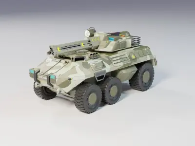 Sci Fi LowPoly model of a light tank is a game-ready model Low-poly 3D model