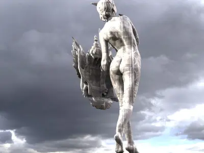 Atlantis Female shield sculpture 2  3D model