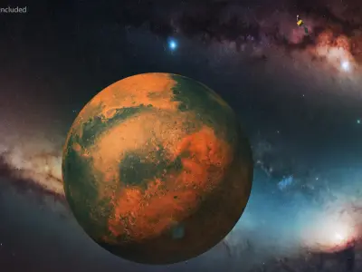  Satellite Station on Orbit Planet Mars 