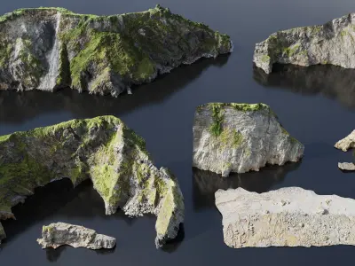  Atlantic Ocean Cliff Coast Line Scan PBR 3D Model Collection 