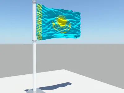 Kazakhstan flag 3D model