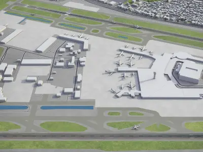 San Juan Airport Low-poly 3D model