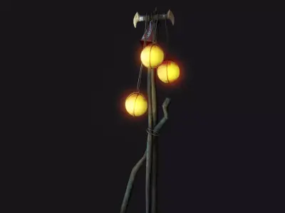 pirate Street lamp Low-poly 3D model
