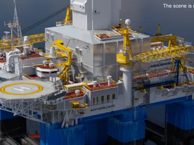  Semi-Submersible Offshore Oil Rig Platform Rigged 