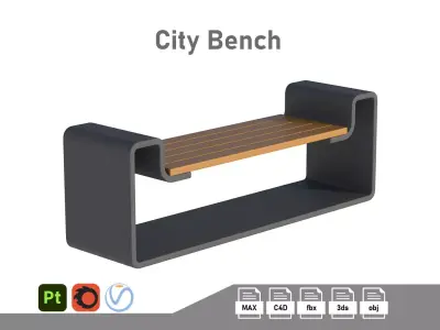 City Bench 10 Low-poly 3D model