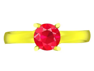 Classic Solitaire Round Gemstone Ring 3D Model 4553 3D print model