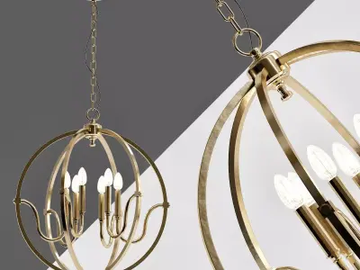 Stanton 6 Light Matte Gold Chandelier 3D model