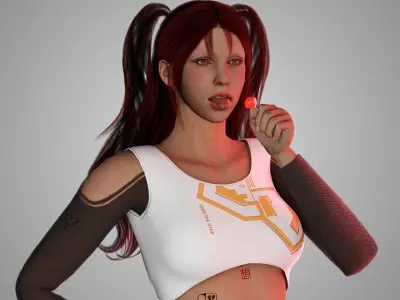 CyberPunk Woman - Game Ready Low-poly 3D model
