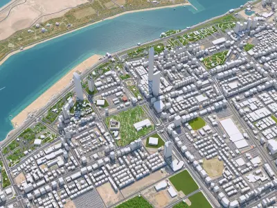 Abu Dhabi Downtown UAE Low-poly 3D model