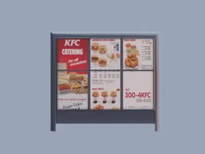 large restaurant menu billboard sign Low-poly 3D model