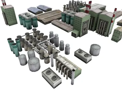 factory land - RAPP factory - factory area - Industrial Low-poly 3D model