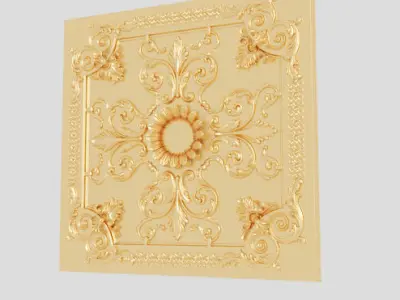 Classic 3D motifs of furniture plaster ceilings gold inlaid Texture