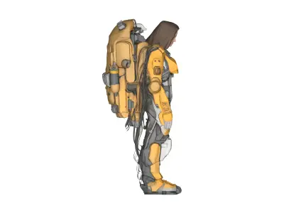 Female Android Robot in Exosuit - Sci Fi 3D Printable Model 3D model