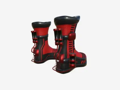SciFi Boots A02 Red Black - Character Design Fashion Low-poly 3D model