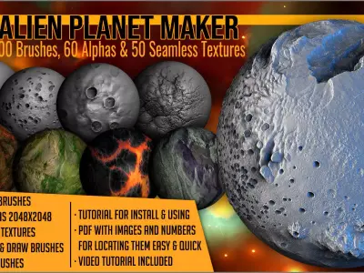 Alien Planet Maker 300 ZBrush Brushes 3D model