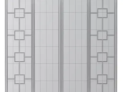 Wardrobe 3d model sliding closet door with glass panels Low-poly 3D model