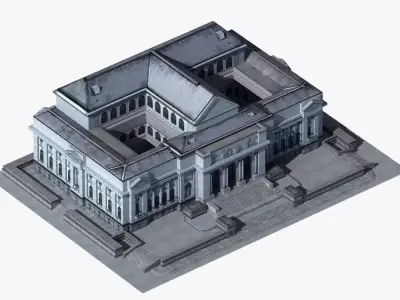 Classic Civic Building - NY Library Low-poly 3D model