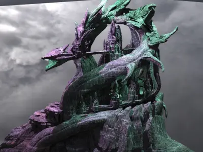 Snake Mountain Curved Dark City version  3D model