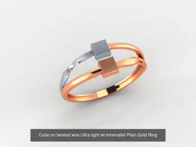 29 Wire Ultra light wt minimalist Plain Gold Ring 3dm stl render 3D Model Pack